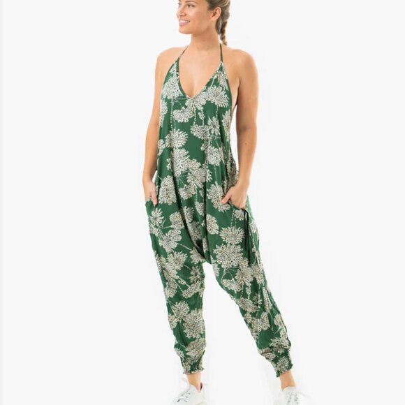 Buddha Pants Pants - Buddha Pants Womens Lightweight Vacation Boho Hippie Flower Harem Jumper  Green